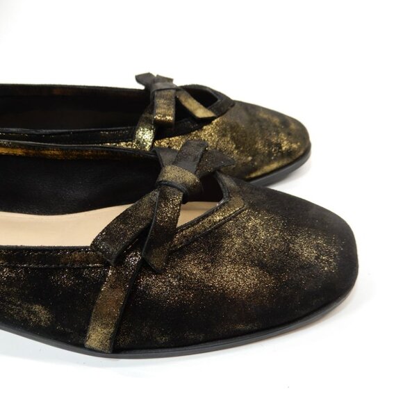 FREE PEOPLE Mania Bow Flats Size 7.5 Bronze Age Metallic  display picture 1